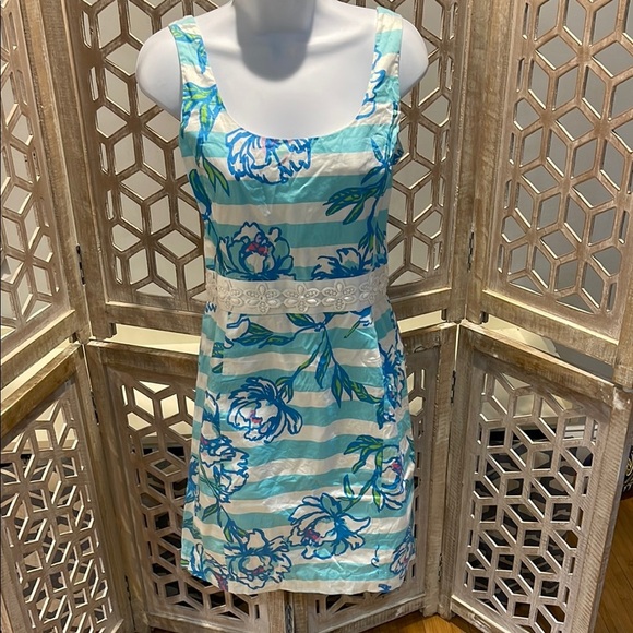 Lilly Pulitzer Serena Dress Shorley Blue Tossing The Line - Picture 4 of 13
